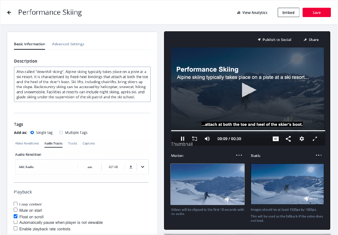 screenshot of JW Player